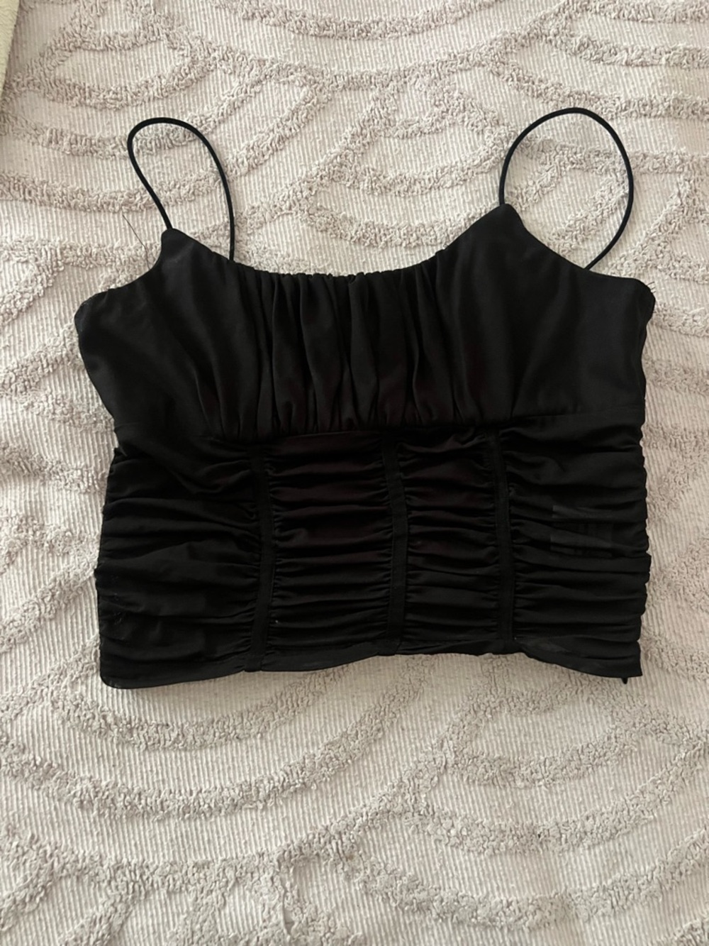 Ruched sheer mesh crop top size XS princess polly